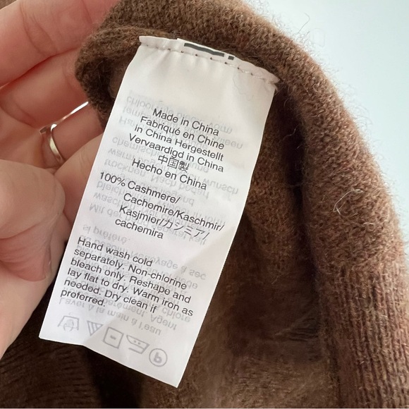 J.Crew 100% Cashmere V-Neck Sweater Soft Classic Luxury Knit Pullover Sz L Brown - Picture 5 of 12